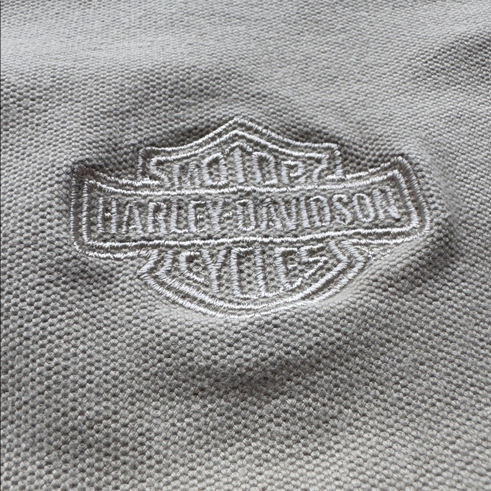 Harley Davidson Men’s Polo Long Sleeve Shirt 2XL Tan Brown Motorcycle Collared - Picture 4 of 12